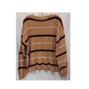 Unbranded tan, silver, black pullover knit winter sweater size XL (T-334)
